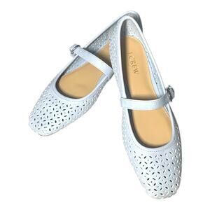 J Crew Square toe Mary Jane ballet flats sz 8.5 Excellent Fog Blue